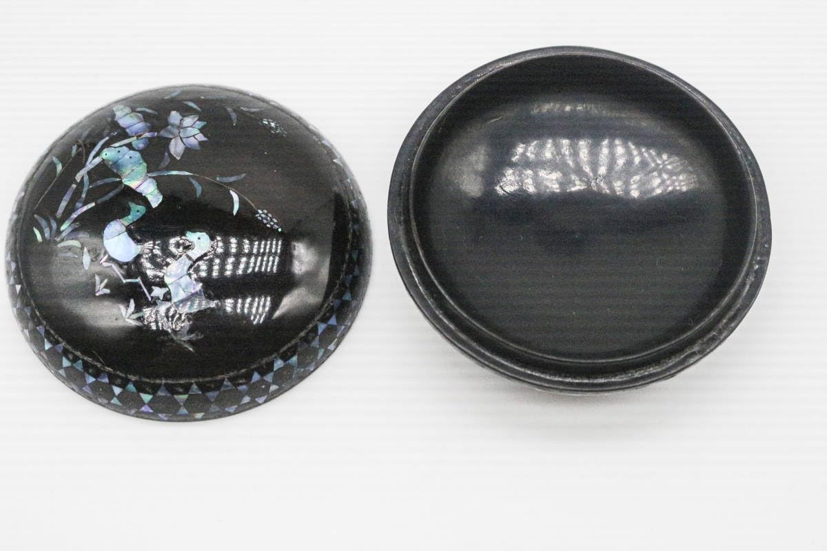 Amazon.co.jp: 時代 唐物 古い螺鈿入おしどり香合 青貝 中国美術